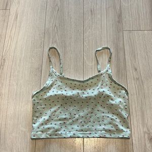 NWOT- Mint Green Floral Crop Tank
